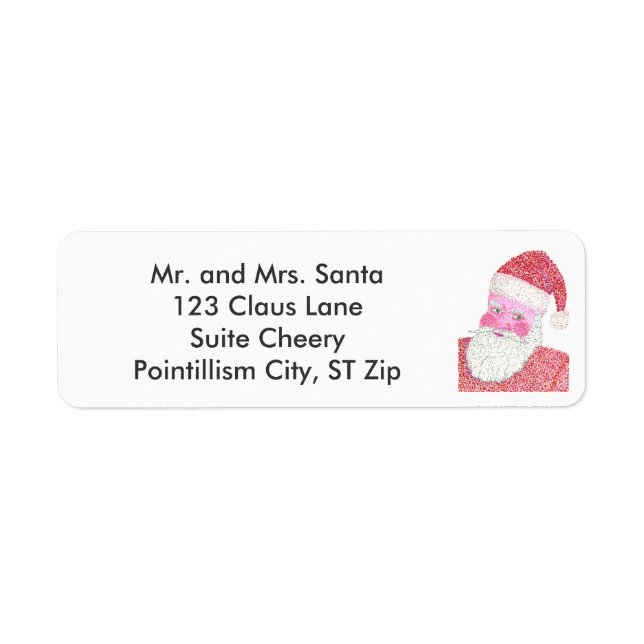 Pointillism Jolly Santa Etiquetas de dirección (Frente)