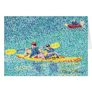 Pointillism Kayak Escena de pintura, Cartas