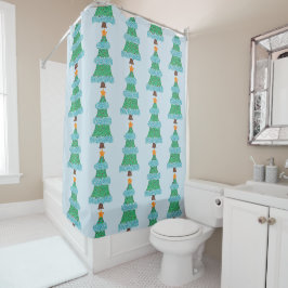 Pointillismo Árboles de Navidad Cortinas de ducha