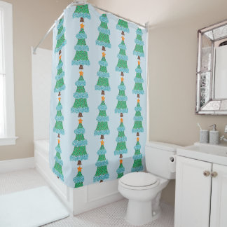 Pointillismo Árboles de Navidad Cortinas de ducha
