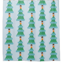 Pointillismo Árboles de Navidad Cortinas de ducha