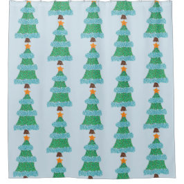 Pointillismo Árboles de Navidad Cortinas de ducha
