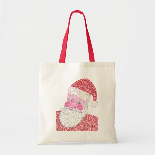 Pointillismo Santa Claus, bolsas de tela (Frente)