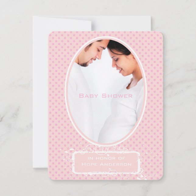 Poka Dots Pink Photo Baby Invitación Shower (Anverso)