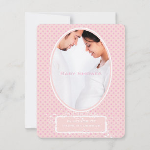 Poka Dots Pink Photo Baby Invitación Shower