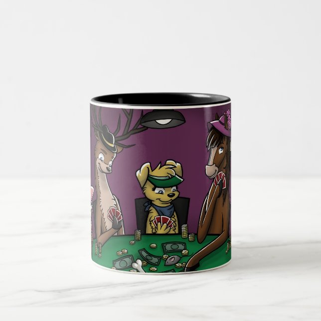 Póker que juega la taza de los animales (cruzado) (Centro)
