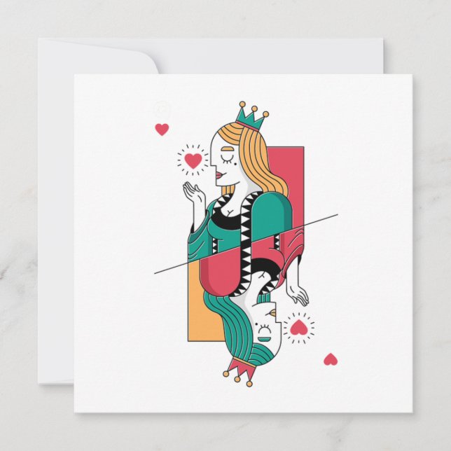 Poker Queen Heart Jugando Tarjetas Casino Gambling (Anverso)