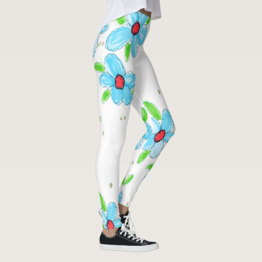 Polainas florecidas azules de las señoras de Aqu Leggings