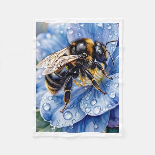 Polar Abeja en Manta de Flor Azul (Anverso)