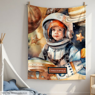 Polar Astronauta y planetas nombre manta - regalo para n