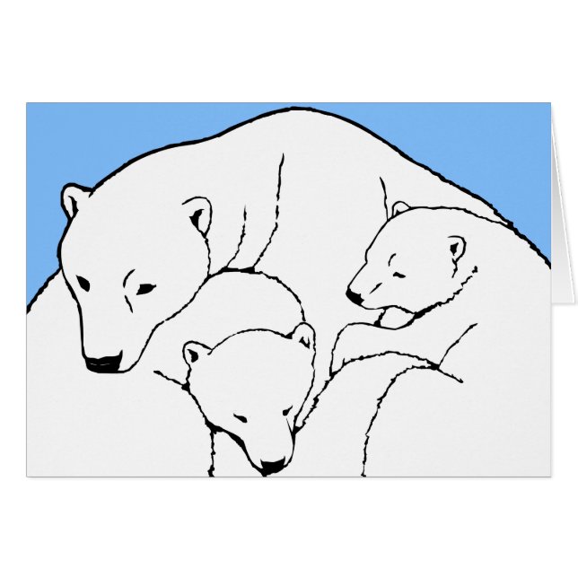 Polar Bear Art Cards Mother & Cub Custom Card (Anverso (Horizontal))