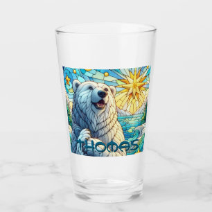 Polar Bear Faux Stained Glass Personalizado