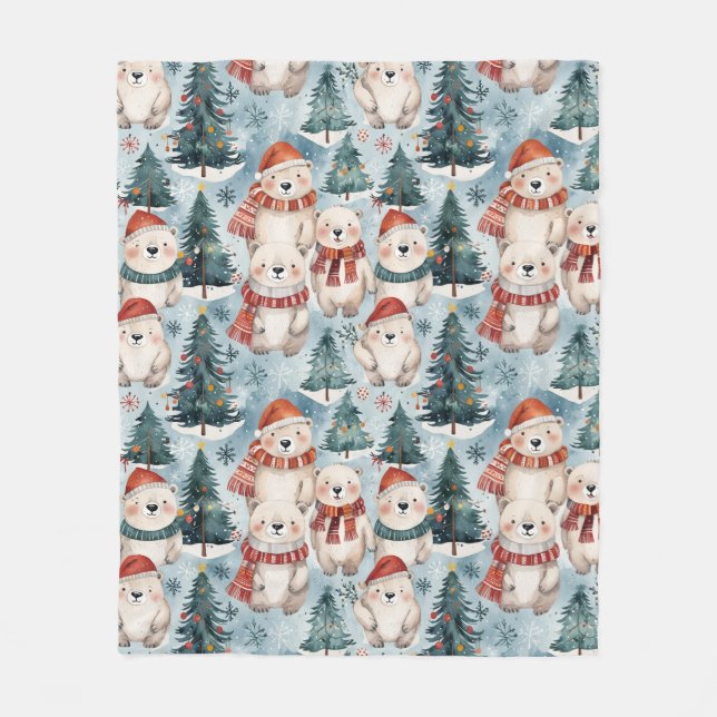 Polar Bears Winter Fleece Blanket | Hats & Scarves (Anverso)