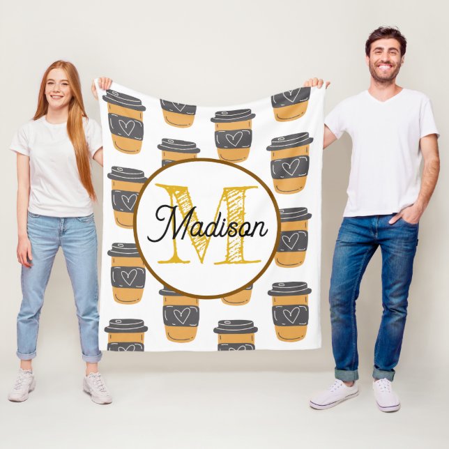 Polar Café de manta de pulga personalizado monogramado (In situ)