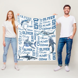 Polar Chicos personalizados llaman manta con tiburones