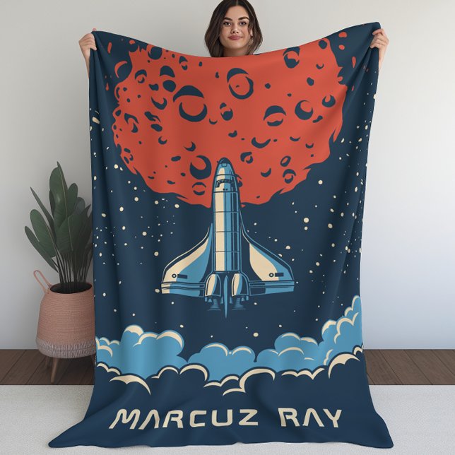Polar Cohetes espaciales a la manta de Personalizado de  (Space Rocket to Red Planet Custom Blanket for Boys)
