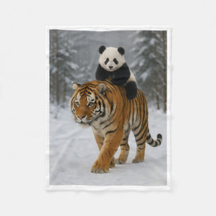 Polar Cute Panda montando un tigre en manta de bosque ne
