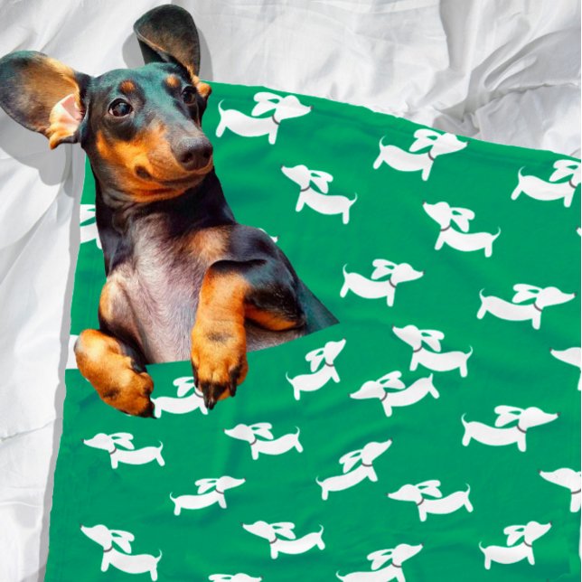 Polar Diseño de una manta de canto de baile verde Dachsh (Wiener dog mom gift - cozy doxie blanket)