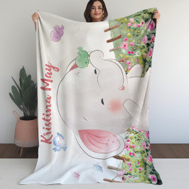 Polar Elefante de manta infantil con flores de Rubor par