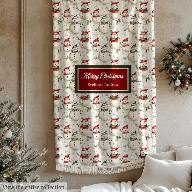 Polar Encantadora manta acuarela con rojo y verde (Charming watercolor blanket with red and green)