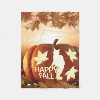 Polar Feliz Otoño Calabaza y Silueta de Gato Manta de Fe