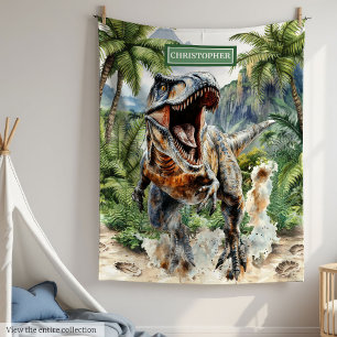 Polar Feroz manta de dinosaurio personalizada con nombre