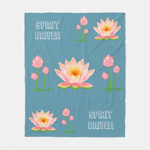 Polar Flores de loto rosadas sobre manta de felpa azul t