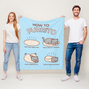 Polar Funny Kawaii "Cómo purrito" una manta de lana par