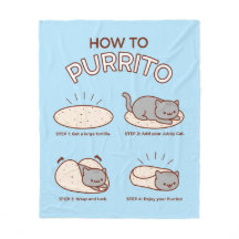 Funny Kawaii "Cómo purrito" una manta de lana para