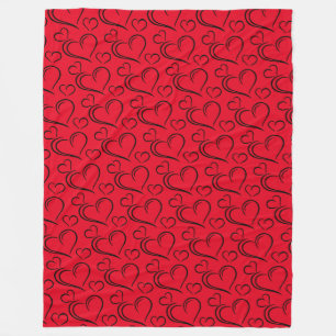 Polar Gran manta sherpa de corazón rojo y negro