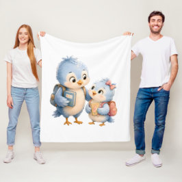 Polar Hermosa Manta de Felpa de Hermanos de Pájaros Azul