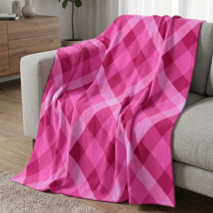 Polar Hermosa Manta de Fleece Rosa Magenta a Cuadros Med