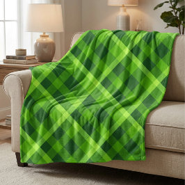 Polar Hermosa Manta de Fleece Verde a Cuadros Grande