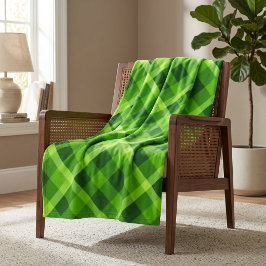 Polar Hermosa Manta de Fleece Verde Cuadros Mediana