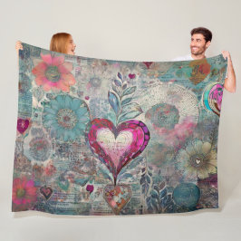Polar Hippie retro: manta de fleche rosa de corazón