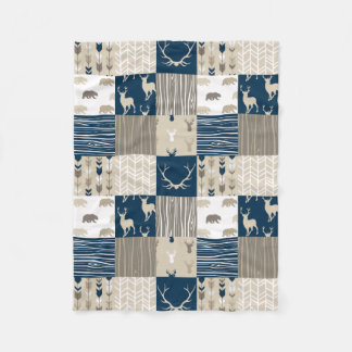 Polar La manta de patchwork de Woodland en Tan y azul ma