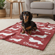 La manta personalizada de perro rojo Dachshund de