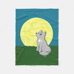 Polar Lobo desaliñado lindo con la manta de la luna