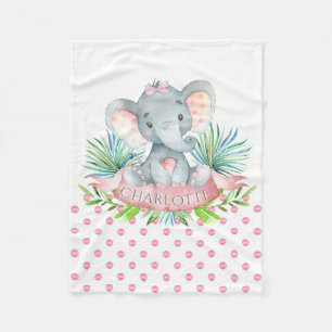 Polar Manta bebé elefante personalizada para niñas