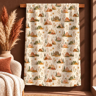 Polar Manta Boho Flores Sábana Terracota Otoño Vintage