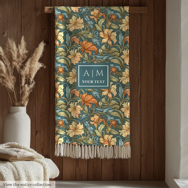 Polar Manta botánica pastel inspirada en el clásico Morr (Classic Morris inspired pastel botanical blanket)