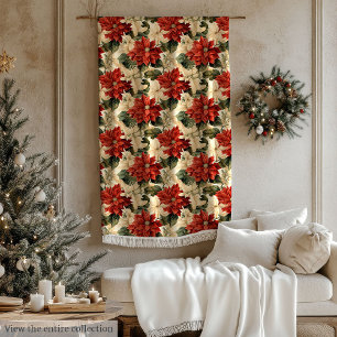Polar Manta Clásica de Poinsettia Rojo y Blanco con Esti