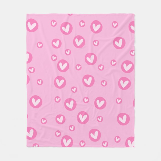 Polar Manta com Padrões Fofos de Corações Rosa (Anverso)