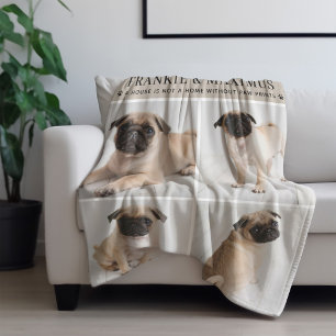 Polar Manta con cita de fotos de perro beige con huellas