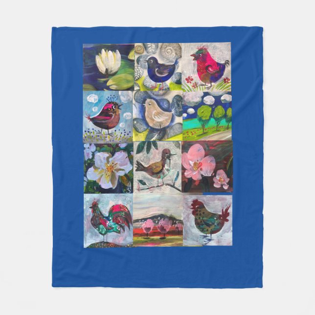 Polar manta con pájaros y flores (Anverso)