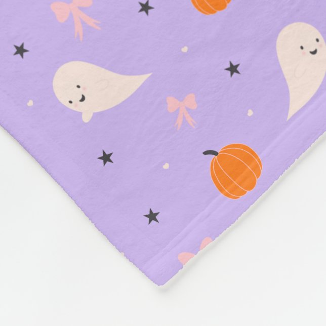 Polar Manta con patrón de fantasma de Halloween morado l (Esquina)