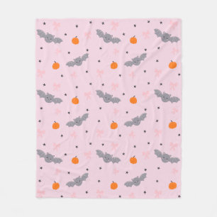 Polar Manta con Patrón de Murciélago de Halloween Rosa L