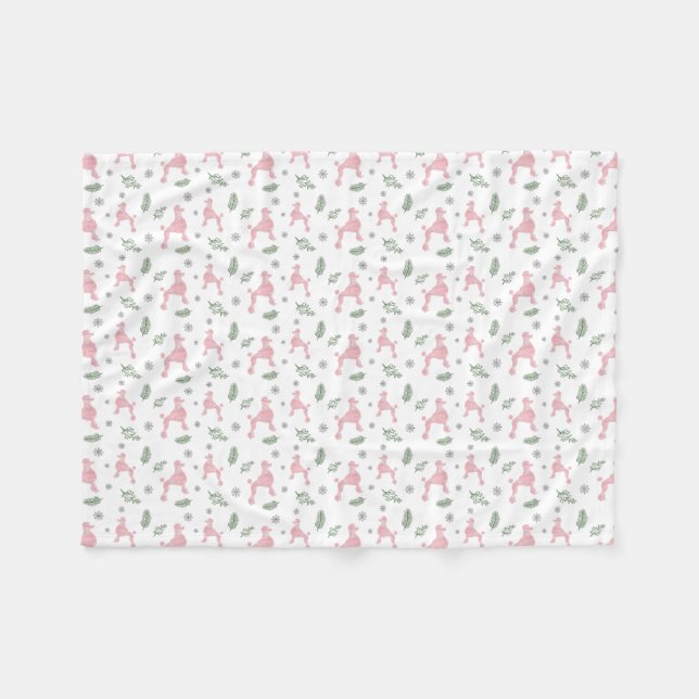 Polar Manta con silueta de caniche rosa pastel minimalis (Frente (Horizontal))