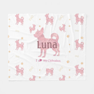 Polar Manta con silueta de chihuahua rosa pastel persona