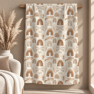 Polar Manta de Arte de Hojas de Arcoíris Beige Atemporal